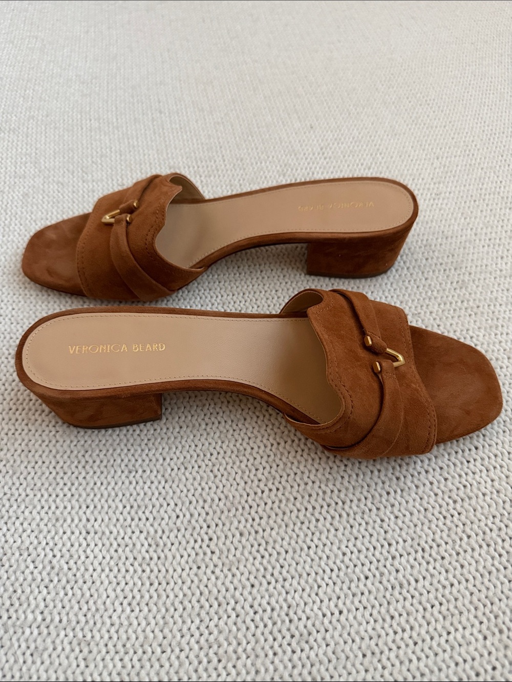 Veronica Beard Annette Suede Medallion Mule Slide Sandals Brown Size 9.5